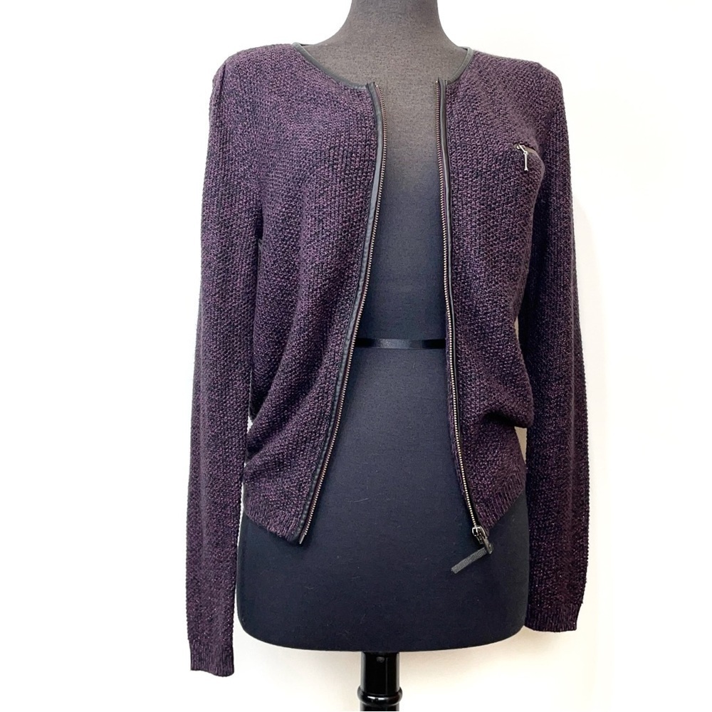 Trouve – Purple and Black Zip Up Knit Jacket – SZ XS Business Career
